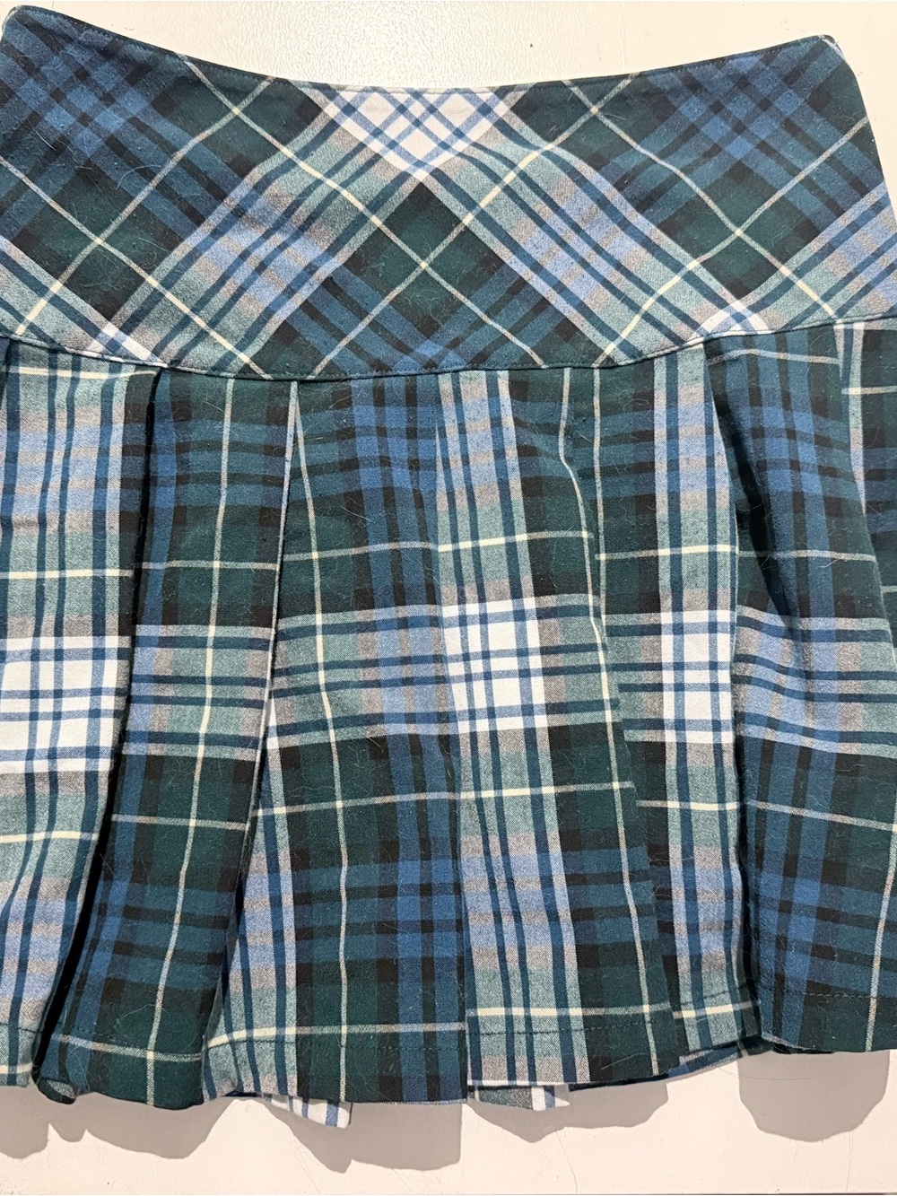 American Eagle Outfitters Blue and Green Plaid Pleated Skirt